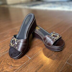 Brown leather Coach sandals